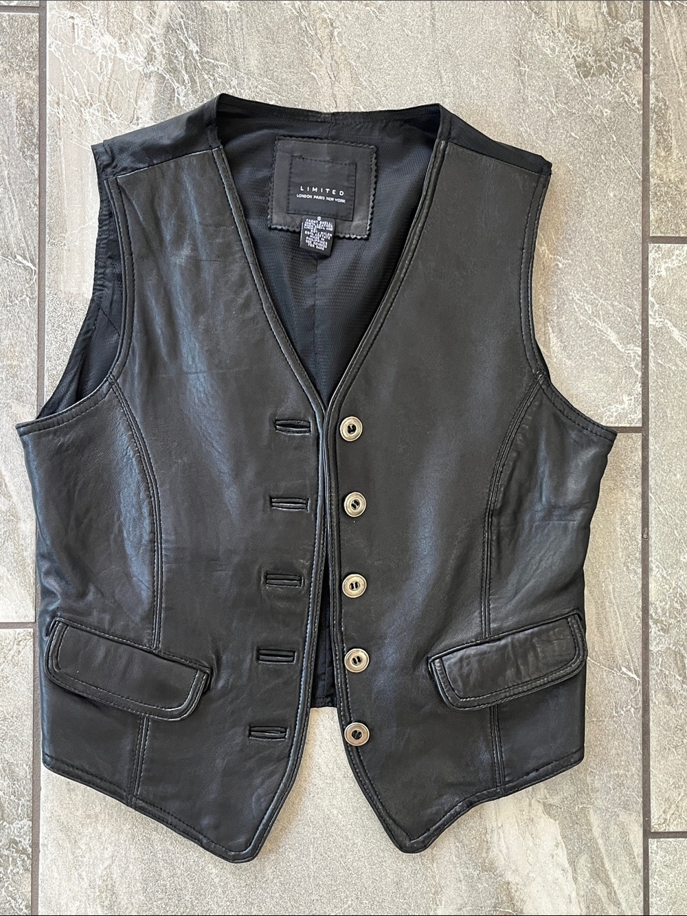 🖤 The Limited Vintage Black Leather Vest Size Small Classic